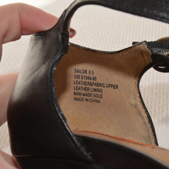 Miz Mooz Sailor Black Leather T-Strap Heels Sz 6.5 - Picture 5 of 12